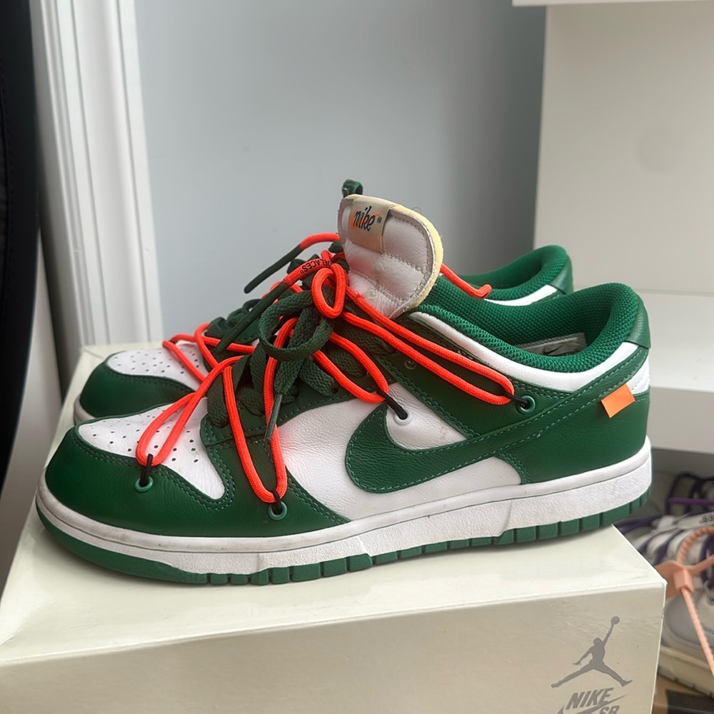 Nike dunk off white pine green size 9